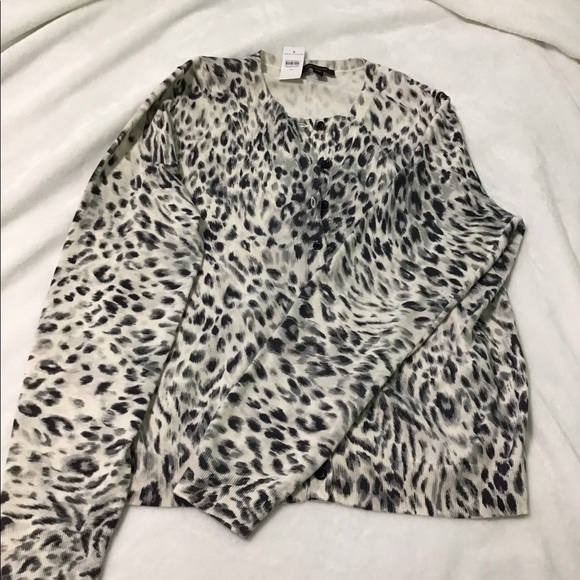 Ann Taylor Sweaters - New with tags Ann Taylor snow leopard print cardigan. Beautiful cotton fabric!
